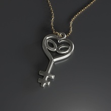 feminine heart - key pendant jewelry woman lady girl fashion eyes venus female castable 3dp pendants 3d print model - Mito3D