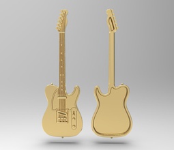 fender telecaster badge pendant pin broche guitar stratocaster broadcaster jaguar mustang jagstand gold trinket rock band instrument music amplifier medallion small craft jewelry 3d print model - Mito3D