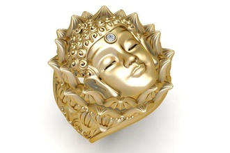 fengshui lucky diamond buddha ring 1907 jewelry fashion accessories gold unisex design rings 3d print model - Mito3D