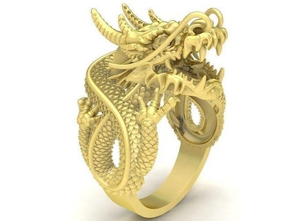 fengshui china dragon men ring 3808 jewelry fashion accessories gold man new design rings 3d print model - Mito3D