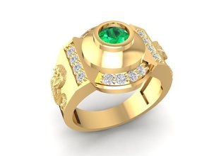 fengshui diamond ring men 1087 jewelry fashion accessories gold man design rings 3d print model - Mito3D
