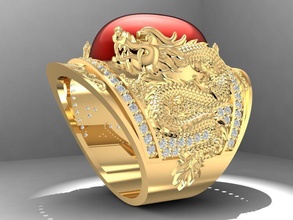 feng shui Drago squillare uomini 1581 gioielleria moda Accessori oro diamante uomo donna donne unisex design anelli 3d print model - Mito3D