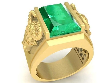 feng shui esmeralda búfalo homens anel 3706 joalheria moda acessórios ouro diamante homem Projeto argolas 3d print model - Mito3D