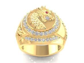 fengshui gold dragon ring 1924 jewelry fashion accessories diamond man men design rings 3d print model - Mito3D