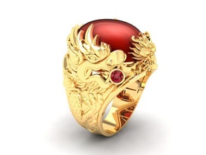 feng shui oro Drago squillare 215 gioielleria moda Accessori diamante uomo uomini donna donne unisex design anelli 3d print model - Mito3D