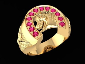 fengshui gold horse ring 1562 jewelry fashion accessories diamond man men unisex design rings 3d print model - Mito3D