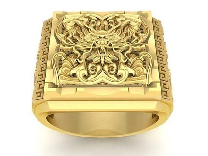 fengshui hongkong dragon men ring 3641 jewelry fashion accessories gold diamond man new design wedding rings 3d print model - Mito3D