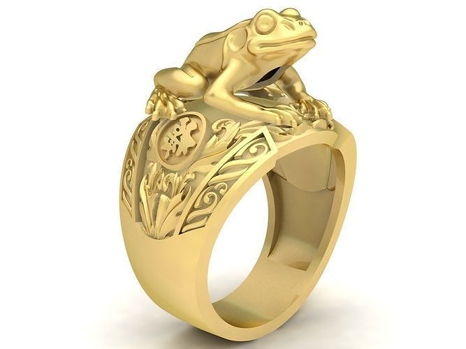 feng shui sorte 24k rã anel 3633 joalheria moda acessórios ouro diamante Projeto animal argolas 3D print model - Mito3D