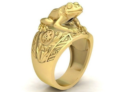 Feng Shui suerte 24k rana anillo 3633 joyería joya Moda accesorios oro diamante diseño animal anillos 3d print model - Mito3D