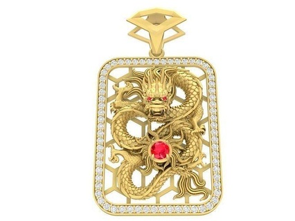 feng shui chanceux asiatique dragon Masculin pendentif 3604 bijoux mode accessoires or diamant homme Hommes Nouveau conception pendentifs 3d print model - Mito3D