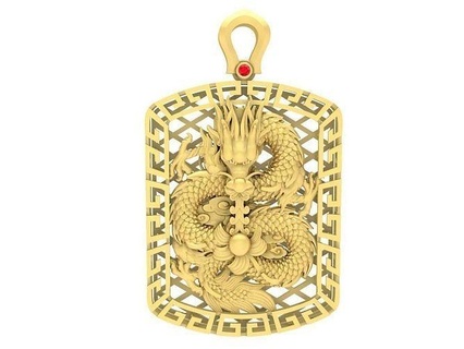 fengshui lucky chinese dragon pendant 3630 jewelry fashion accessories gold diamond man men new design pendants 3d print model - Mito3D