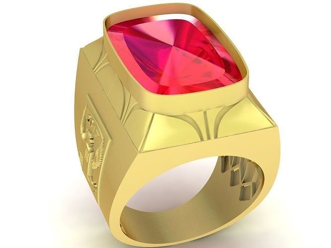 fengshui lucky diamond men ring 3463 jewelry fashion accessories gold man new design rings 3D print model - Mito3D