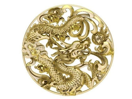 fengshui lucky dragon pendant 3299 fengshui lucky dragon pendant jewelry fashion jewelry fashion accessories fashion accessories gold diamond new design new design wedding rings  3d print model - Mito3D