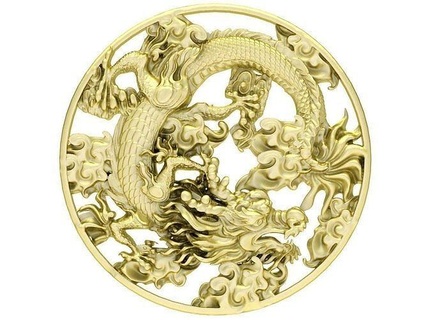feng shui fortunato Drago pendente 3328 gioielleria moda Accessori oro diamante uomo uomini design ciondoli 3d print model - Mito3D
