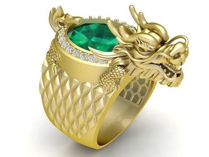 fengshui lucky dragon turtle ring 3294 jewelry fashion accessories gold diamond man men new design rings 3d print model - Mito3D