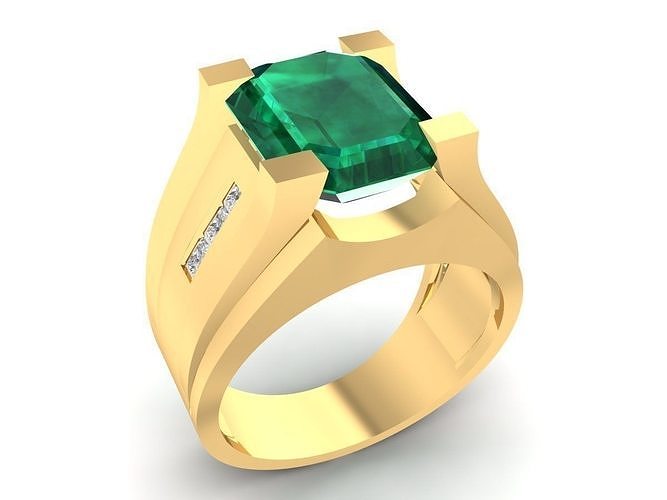 Feng Shui suerte emeral hombres anillo 3266 lujo joyería joya Moda accesorios oro diamante hombre unisexo diseño anillos 3D print model - Mito3D
