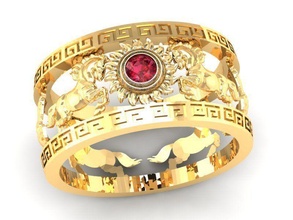 feng shui fortunato cavallo squillare 214 gioielleria moda Accessori oro diamante uomo uomini donna donne unisex design anelli 3d print model - Mito3D