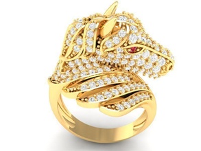 fengshui lucky horse ring 420 jewelry fashion accessories gold diamond woman women design rings 3d print model - Mito3D