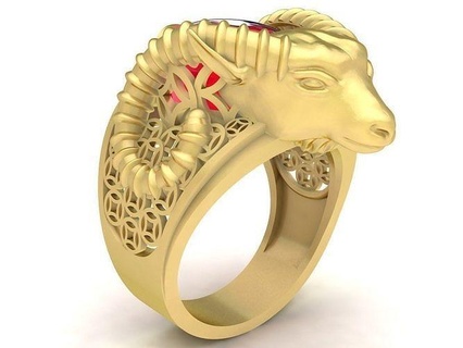 Feng Shui Glücklich Oval Rubin Ziege weiblich Ring 3634 Schmuck Mode Zubehör Gold Diamant Frau Frauen Neu Design Ringe 3d print model - Mito3D