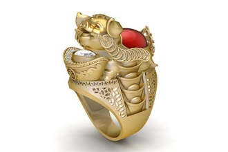 fengshui lucky pig ring 1918 jewelry fashion accessories gold diamond man men woman women unisex design rings 3d print model - Mito3D