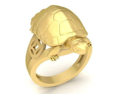 fengshui lucky turtle female ring 3597 jewelry fashion accessories gold diamond woman women new design rings 3d print model - Mito3D