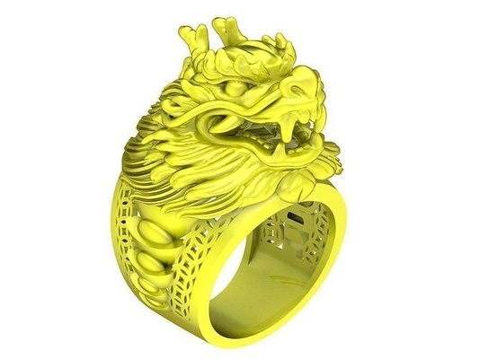 feng shui suerte zodíaco cabeza continuar hombres anillo 4791 joyería joya moda accesorios oro diamante hombre diseño anillos 3d print model - Mito3D