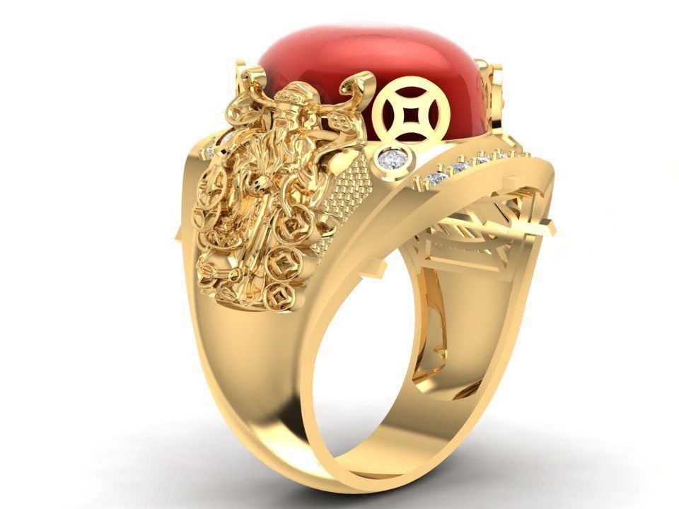 Feng Shui Oval Rubin Ring 1799 Schmuck Mode Zubehör Gold Diamant Männer Frau Frauen unisex Design Ringe 3D print model - Mito3D