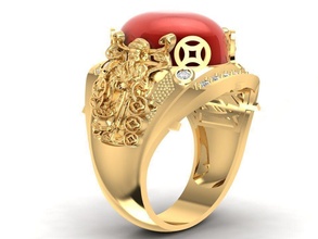 Feng Shui Oval Rubin Ring 1799 Schmuck Mode Zubehör Gold Diamant Männer Frau Frauen unisex Design Ringe 3d print model - Mito3D