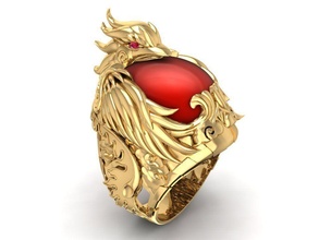 feng shui fénix ouro anel 2000 joalheria moda acessórios diamante homem homens projeto casamento argolas 3d print model - Mito3D
