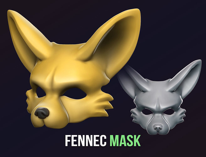 fennec mask helmet armor cosplay halloween games toys craft 3d print fox wolf animal furry cute desert ears foxy carnival 3D print model - Mito3D