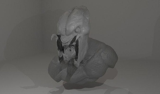 salvaje depredador vida talla alto busto presa extraterrestre criatura estatua monstruo película avp arte esculturas 3d print model - Mito3D