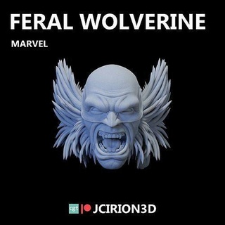 feral wolverine custom head onslaught feral wolverine logan marvel custom head games toys games toys  3d print model - Mito3D
