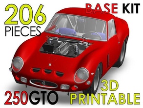ferrari 250 gto carro kit base 3d imprimível 1960s esportivo motor rodas chassis corrida caixa velocidade super luxo v12 velozes cafajeste impressão diecast miniaturas veículos 3d print model - Mito3D