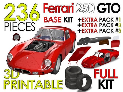 Ferrari 250 gto voiture trousse 3d imprimable coûteux sport moteur roues châssis courses boîte vitesses supercar luxe v12 vite véhicule impression loisir DIY automobile 3d print model - Mito3D