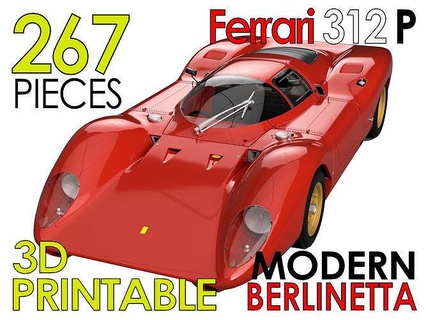 Ferrari 312p berlinetta modern araba takım Spor motor tekerlekler şasi yarış araç cad coupe 3d yazdırılabilir minyatürler hobi kendin yap 250 bilimkurgu süper otomotiv oyuncak oyunlar oyuncaklar 3d print model - Mito3D