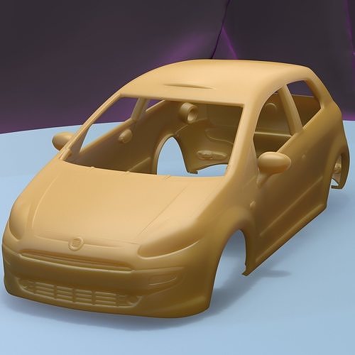 fiat punto evo 3-door 2010 printable car body 3 door slot scalextric tamiya rc miniz control crawler ninco kyosho scx axial games toys game accessories 3D print model - Mito3D