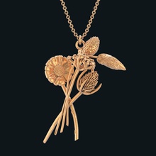 field flowers bouquet pendant jewelry art love gold printable brass flower necklaces 3d print model - Mito3D