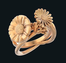 campo de flores, ramo flores anillo impresión 3d la modelo joyería el colgante art amor oro imprimible latón flor los collares anillos 3d print model - Mito3D
