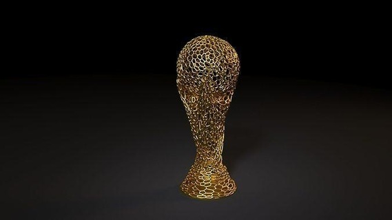 fifa world cup trophy champion award prize league first mug championship winner sculpture voronoi match stadium art 3d print model - Mito3D