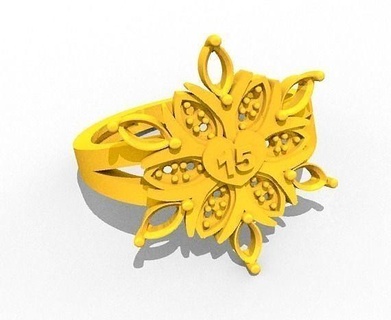 fifteen ring c3d 15 gold jewelry printable 3d rings jewel diamond happybirthday 3d print model - Mito3D