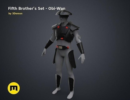 fifth brother set - obi-wan obi wan sister darth vader sith empire jedi force dark side armor kenobi cosplay starwars futuristic figure lightsaber duel fashion 3d print model - Mito3D