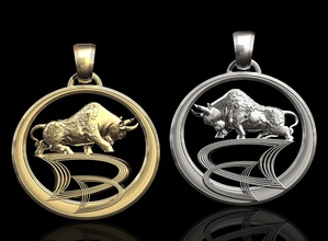 fighter bull - double face pendant jewelry 3d printable stl pendants necklace silver sterling platinum gold ox fighting men women fashion 3d print model - Mito3D