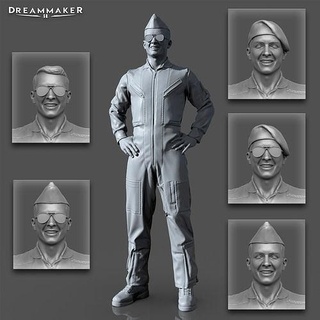 Kämpfer Pilot Charakter Flugzeug Militär Kleidung Flug Jet Flieger Kunst Skulpturen 3d print model - Mito3D