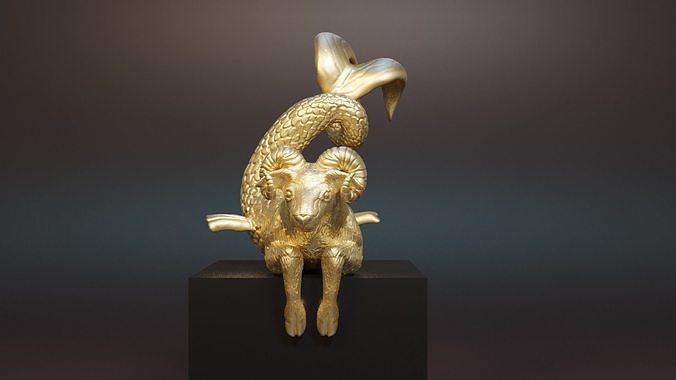 figurina Capricorno scultura statua oroscopo capra decorazione zodiaco arredamento zoccolo agnello corno arte stelle sculture 3D print model - Mito3D