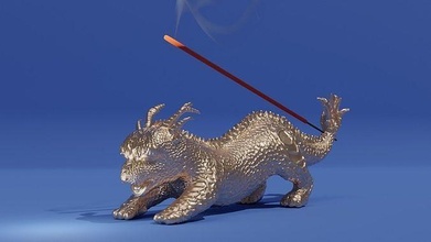 estatueta dragão 3d impressão decoração acessórios budismo fera monstro chinês fantasia ficcional criatura lagarto incenso ficar pé réptil impressora casa 3d print model - Mito3D