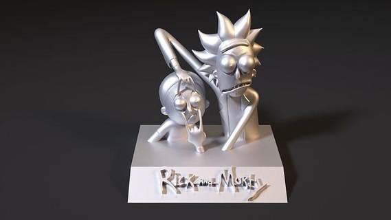 figurine rick morty rick morty art statue cartoon animation laser model artist character rickandmorty sculptures miniatures figure science figurines space  3d print model - Mito3D
