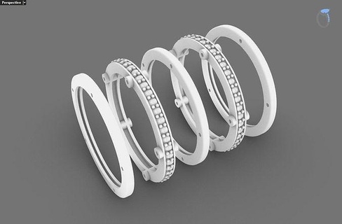 fiive layers ring jewelry rings printable diamond jewellery wedding engagement brilliant 3d print model - Mito3D
