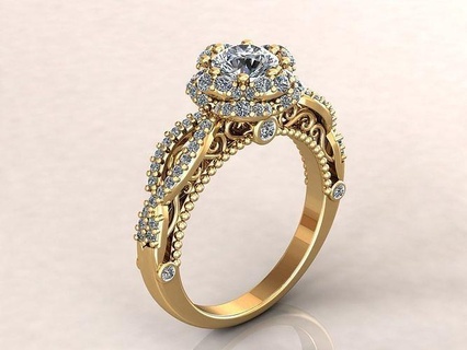 filigrana engagement ring 50pt diamond gold jewelry jewel jewellery wedding gem fashion brilliant beauty brillant apparel vintag diamant printable rings 3d print model - Mito3D
