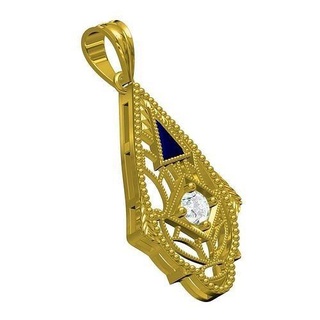 filigree art deco diamond pendant gold jewelry printable silver platinum jewel gem 3d cad design customize sith yellow sterling pendants 3d print model - Mito3D