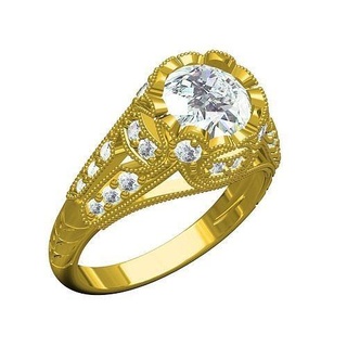 Filigran Kunst Deko Engagement Ring Schmuck Juwel wertvoll Gold Platin druckbar Silber Diamant Sith 3d cad Design anpassen Ringe 3d print model - Mito3D